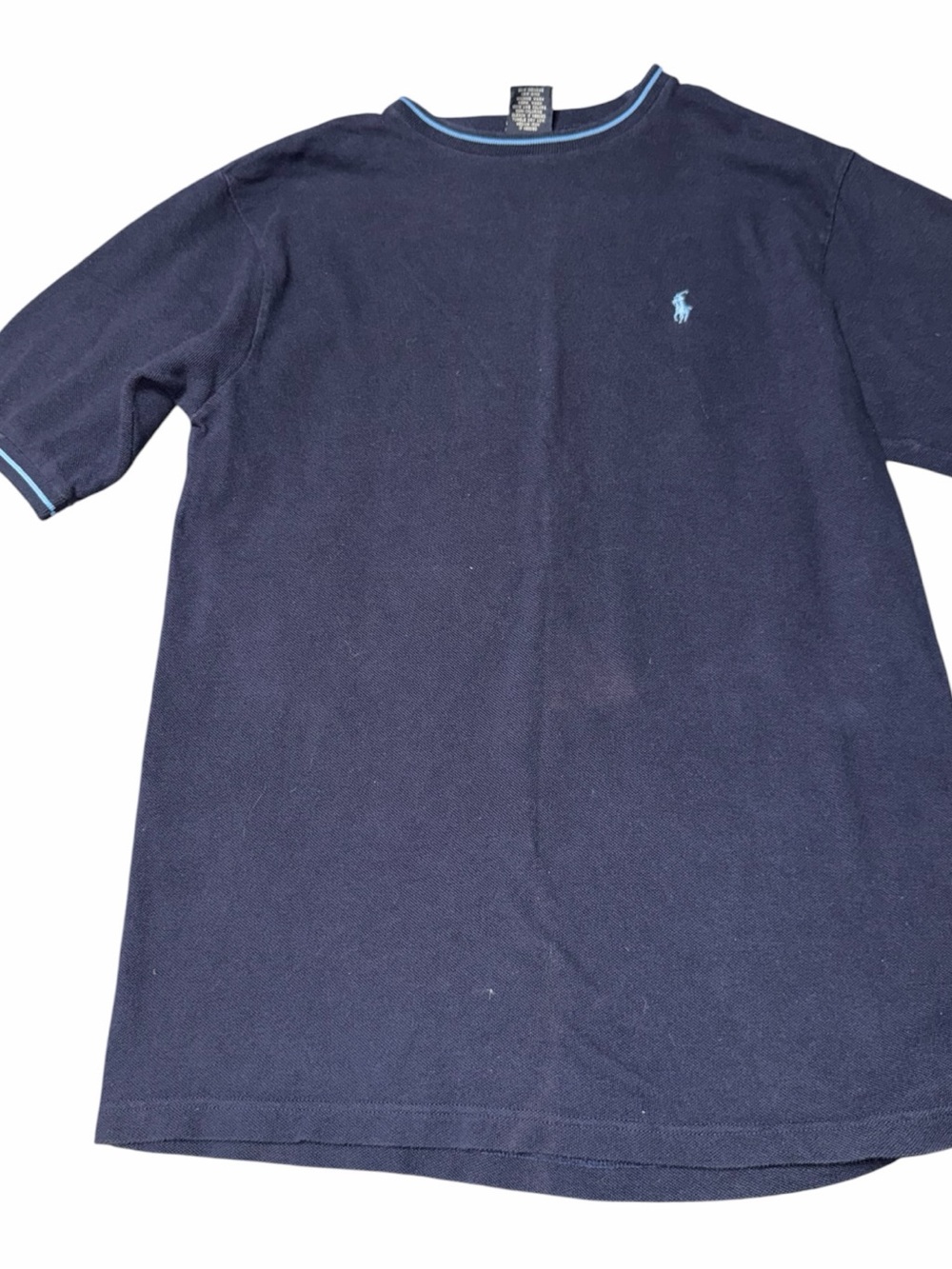 Polo by Ralph Lauren Navy Blue Short Sleeve Crew Neck Tee with Light Blue Trim